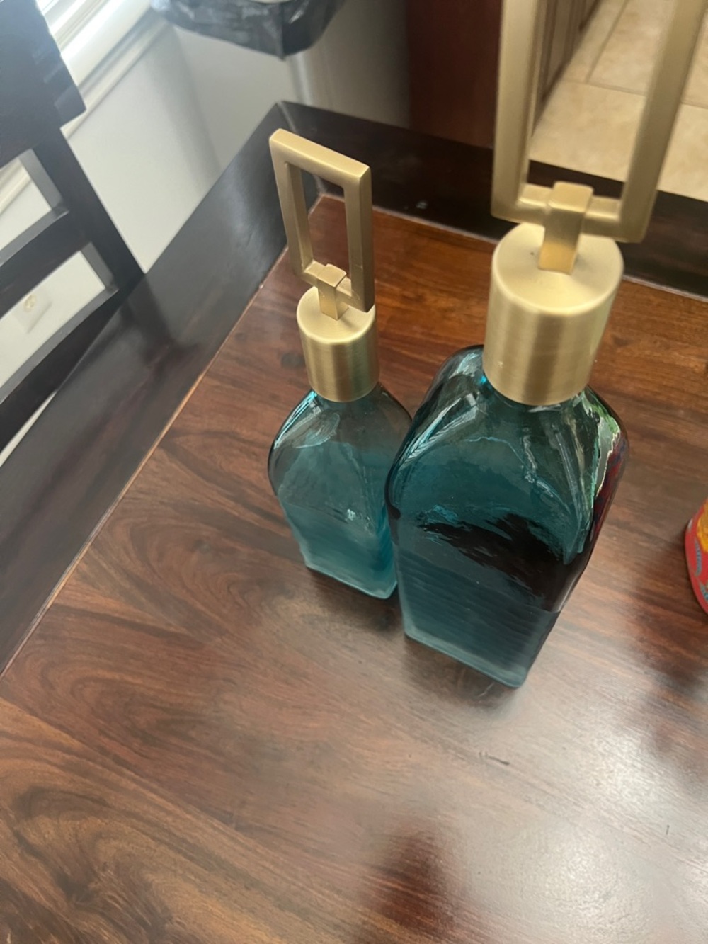 The Uttermost Annabella Teal Blue Textured (2 piece set) Glass Bottles Accents - Picture 4 of 10